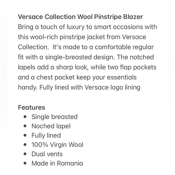 Versace Collection Wool Pinstripe Blazer - Picture 15 of 16